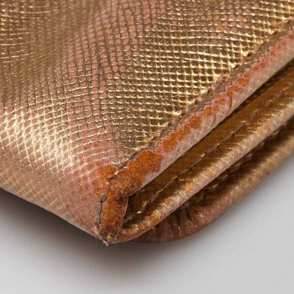Prada Gold Metallic Leather Continental Wallet - Picture 3 of 8